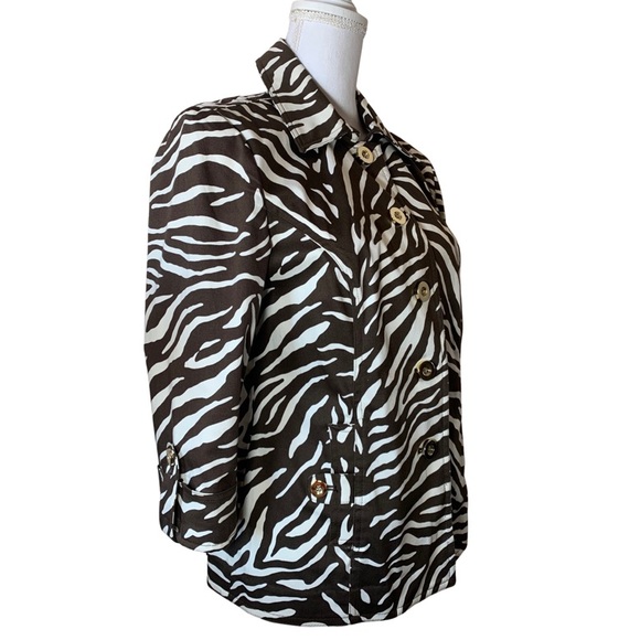 🔥HP🔥 NWOT Charter Club Jacket. Small. Animal Print Brown and Off-White - Picture 5 of 15